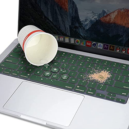 MOSISO Keyboard Cover Skin Compatible with MacBook Air 15 inch M3 M2 | A3114 A2941/Air 13.6 A3113 A2681/Pro 14/16 M4 M3 M2 M1, Peacock Green - color: Peacock Green