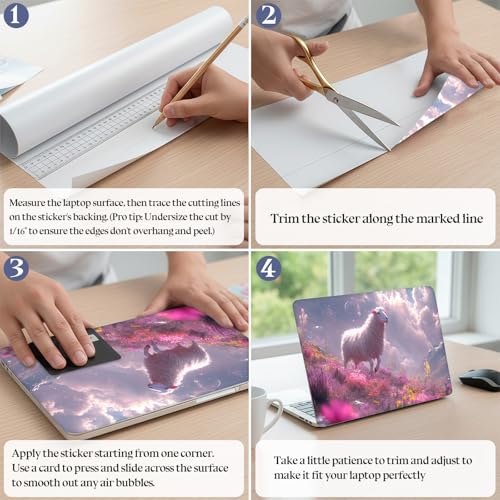 Universal Laptop Skin Sticker Decal,15.6 Inch Laptop Vinyl Cover for 13" 14" 15.6" Laptop,Scratch-Resistant Waterproof Protector Wrap,Reusable with Wrist Pads,Pink Field Sheep - color: Pink Field Sheep