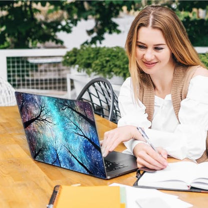 Laptop Skin Sticker Decal, Universal Reusable Vinyl Laptop Cover for 12" 13" 13.3" 14" 15" 15.4" 15.6" Notebook PC, Reusable Waterproof Scratch-Resistant with 2 Wrist Pads,Galaxy Art Forest - color: Galaxy Art Forest