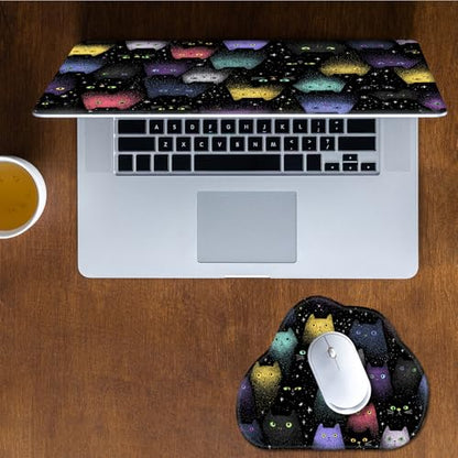 Laptop Skin Sticker Decal 15-15.6 Inch with Cute Mouse Pad, Universal Reusable Vinyl Sticker for 12.1 13 13.3 14 15.4 Inch Netbook and Notebook PC, Colorful Space Cats - color: Colorful Space Cats