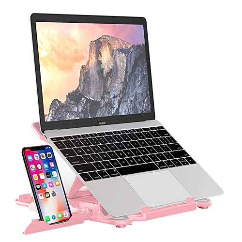 Ergonomic Adjustable Laptop Stand Riser, Portable Notebook Holder Mount for MacBook, Dell, Thinkpad & More 10-15.6" - Pink