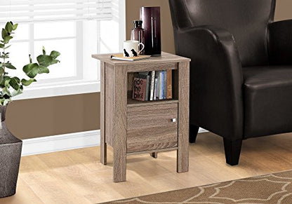 Penau Accent Table, Side Table, Nightstand with Storage, Brown Laminate Design, Spacious Open Shelf, Closed Cabinet, Sturdy Square Legs, 17.25 Inchs L x 14 Inchs W x 24.25 Inchs H