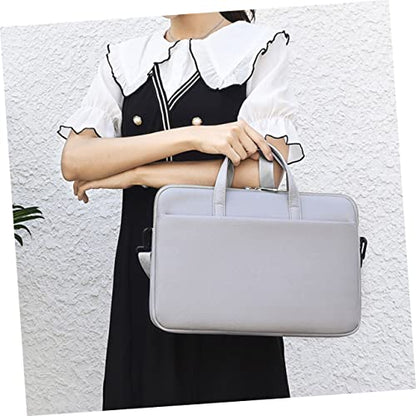 Uonlytech Laptop Carrying Bag PU Leather Tablet Case with Double Zipper Design for Devices Stylish Business Tote for Work Travel College