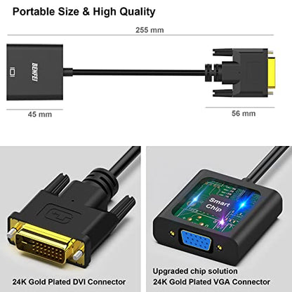 BENFEI Active DVI-D to VGA Adapter, 2 Pack DVI-D 24+1 to VGA Male to Female Adapter - color: 2 Pack