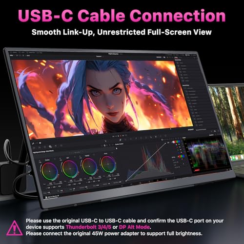 cocopar Portable Monitor IPS Travel Monitor with USB-C HDMI Portable Screen for Laptop MacBook Surface PC PS4/5 External Display with Kickstand, VESA Mountable, 23.8 Inch - size: 23.8 Inch