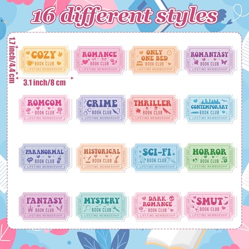 Book Ticket Sticker Roll - 2 Rolls Waterproof Vinyl Ticket Design Self Adhesive Library Decals for Laptop Water Bottle Journal Scrapbook Reading Log Reward Chart Classroom Bulletin Board Gift - style: Book Ticket