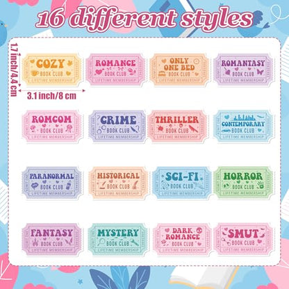 Book Ticket Sticker Roll - 2 Rolls Waterproof Vinyl Ticket Design Self Adhesive Library Decals for Laptop Water Bottle Journal Scrapbook Reading Log Reward Chart Classroom Bulletin Board Gift - style: Book Ticket