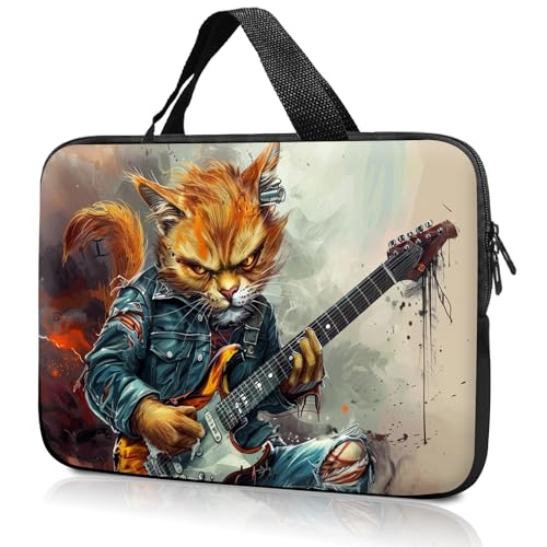 14" 15" Laptop Handle Bag Computer Bag,14.2" 15.4 inch Pouch Holder Notebook Sleeve Cover Compatible for Dell,Lenovo,Toshiba HP, Asus Notebook Messenger Briefcase-Cat Playing Guitar - color: Cat Playing Guitar