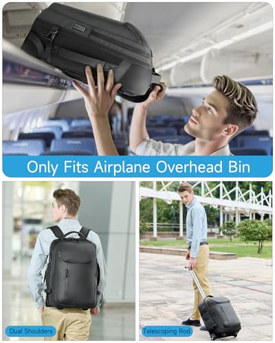 Large Rolling Backpack for Women&Men, 50L Travel Backpack with Wheels, Wheeled Backpack with USB C Port,TSA Lock Carry On for Travel, College, Teacher - color: Black-512