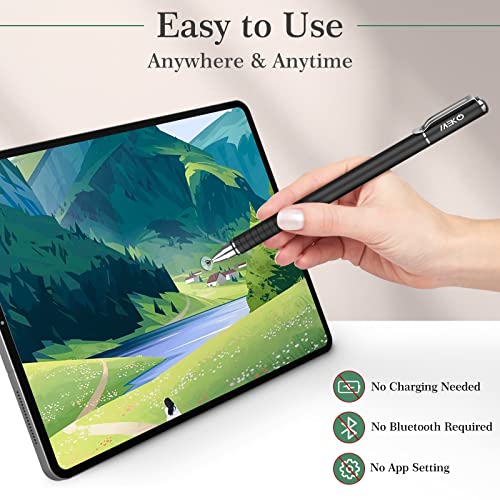 MEKO(2 Pcs) [2 in 1 Precision Series] Disc Stylus/Styli for All Touch Screen Devices Bundle with 4 Replaceable Disc Tips, 2 Replaceable Fiber Tips - (Black/Gold) | MEKO 1st Gen Passive Stylus, Fiber & Rubber Tips with Clip, Compatiable with All Touch Scre
