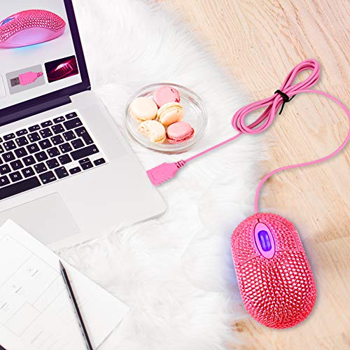 SOON GO Pink Mouse for Laptop Computer Mice with Crystal Bling Rhinestone Funny Personalized Gift for Kids and Teen Girl Birthday Kids Mouse fit for 6 7 8 9 10 Yr Old Girl - color: Rhinestone pink