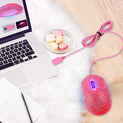 SOON GO Pink Mouse for Laptop Computer Mice with Crystal Bling Rhinestone Funny Personalized Gift for Kids and Teen Girl Birthday Kids Mouse fit for 6 7 8 9 10 Yr Old Girl - color: Rhinestone pink