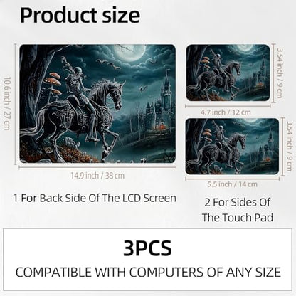 Ghost Rider Knight on Horse Dark Moon Universal Laptop Skin Sticker 3PCS,Protective Decal Trim-to-Fit 11.6" 13.3" 14" 15.6" Laptop Vinyl Cover,Removable Anti-Scratch Computer Decal Protector - color: Ghost Rider Knight on Horse Dark Moon