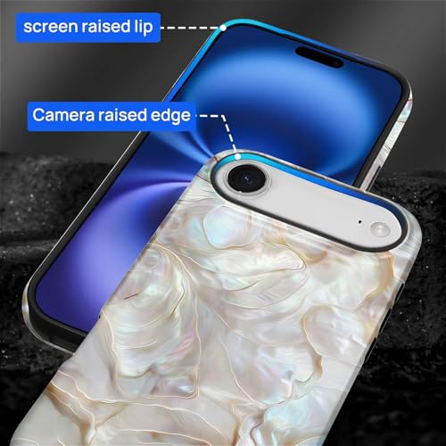 CARLOCA Case for iPhone 17 Air,White Gold Abalone Shell Design Hybrid Dual Protection Soft TPU Hard PC Shockproof Anti Scratch Men & Women Stylish Protective Phone Case - color: White Gold Abalone Shell, size: iPhone 17 Air