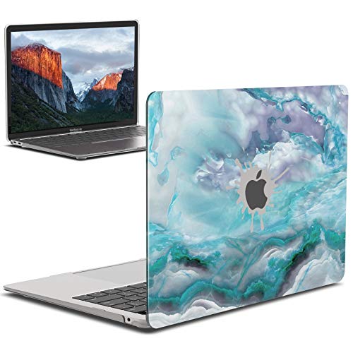 IBENZER Compatible with 2022 2021 2020 MacBook Air 13 inch case M1 A2337 A2179 A1932, Plastic Hard Shell Case for Mac Air 13 Retina Display with Touch ID, Blue Marbel, MAD-T13BLMB - color: Blue Marble