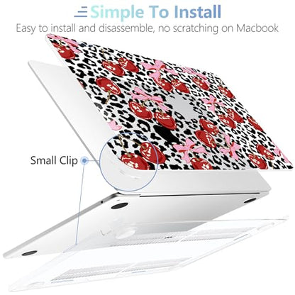MEEgoodo Case for M5/M4/M3/M2 MacBook Air 13 inch Case 2026 2025 2024 2022, Fit Model A3449/A3240/A3113/A2681, Laptop Hard Shell Compatible with MacBook Air 13.6-inch, Leopard & Cherry - color: Leopard & Cherry