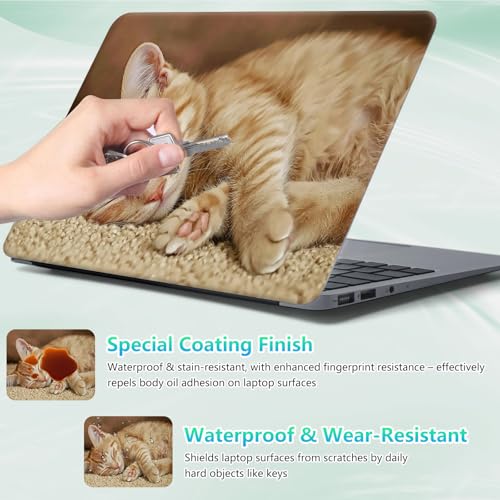 Laptop Skin Sticker Decal 12"-15.6" Universal Laptop/Notebook/Netbook Vinyl - Waterproof Scratch Resistant,Fits HP Dell Lenovo MacBook,2 Free Wrist Pads,Easy Apply & Remove,Cute Orange Cat - color: Cute Orange Cat