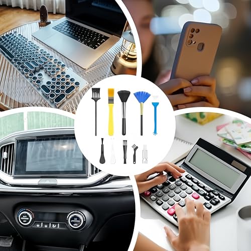 Keyboard Cleaning Kit 3-in-1, 10-Piece Handheld Dust Remover with Soft Brushes for Electronics, Office and Home, Colorful - color: Colorful