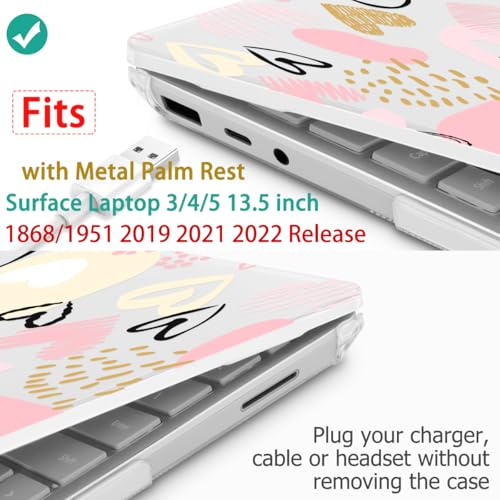 Case for Surface Laptop 5/4/3 13.5", Pink & Gold Hearts | Hard Shell Case with Keyboard Cover & Screen Protector. Fits Surface Laptop 5/4/3 13.5" Metal Palm Rest Models 1951/1868. - color: Pink & Gold Hearts