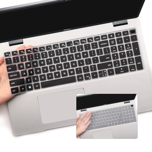 2 PCS Keyboard Cover for 15.6 Inch Dell Latitude 3540 3550 5520 5521 5530 5531 5540 5550, 15.6 Inch Dell Precision 3560 3561 3570 3571 3580 3581 3590 3591 US Laptop Keyboard(Black+Clear) - color: Black+Clear