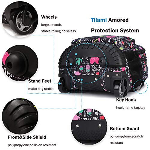 Tilami Rolling Backpack 19 inch with Lunch Bag Wheeled Laptop Backpack, Ins - color: Ins