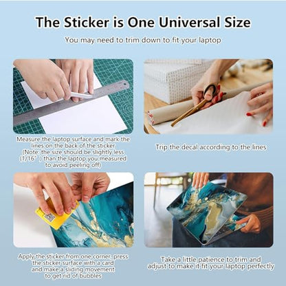 Universal Laptop Skin Sticker with 2 Wrist Pad Skins, Waterproof Scratch Resistant Vinyl Laptop Cover Decal, Cut to Fit for 11–15.6 Inch MacBook HP Dell Lenovo, Abstract Teal Marble - color: Abstract Teal Marble