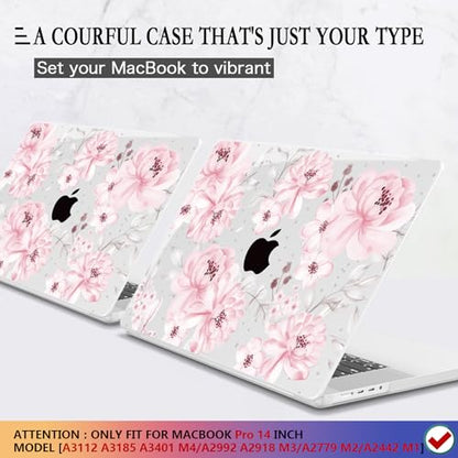 CISSOOK Case for MacBook Pro 14 inch M5 M4 M3 M2 M1 2026-2021 | A3434 A3427 A3426 A3112 A3185 A3401 A2918 A2992 A2779, 5in1 Set Ultra-Thin Hard Shell Case Keyboard Cover, Cute Pink Flower - color: 14inch-Cute Pink Flower