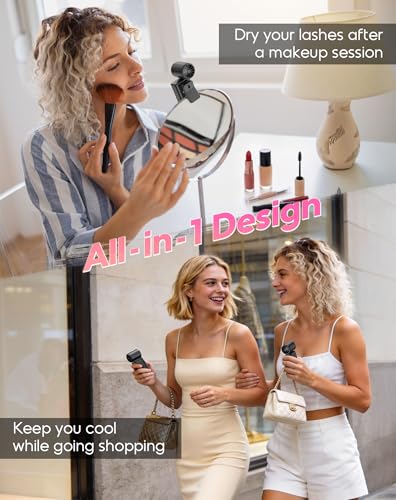 Clip-On Portable Fan for Strollers, 13500RPM Mini Handheld Turbo Travel Fan | Rechargeable 360° Rotatable, LED Display, 4 Gear High Speed Turbo, Travel Cruise Concert Office Makeup Ideal, Women Men Gifts - color: Black