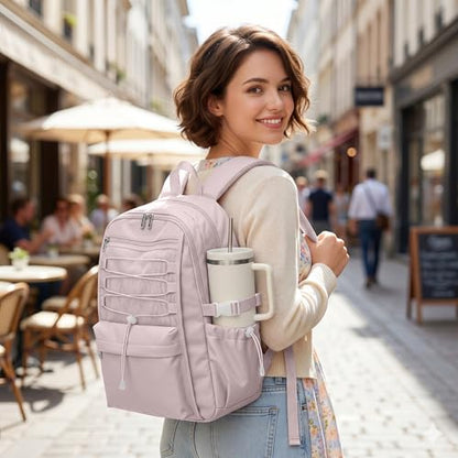 suwasp College Backpack for Women, Waterproof Laptop Backpack Fits 15.6 Inch Laptop, School Bookbag with Water Bottle Pocket, Anti Theft Work Backpack for College, Travel, Commuter, - color: Light Purple