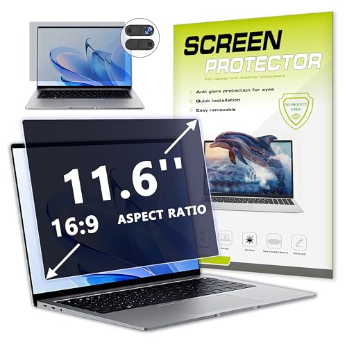 11.6 Inch Laptop Privacy Screen Protector for 16:9 Aspect laptop，11.6" Anti Glare Blue Light Filter Security Shield Compatible with Lenovo Hp Dell Acer Asus Thinkpad Envy Xps with Camera Cover