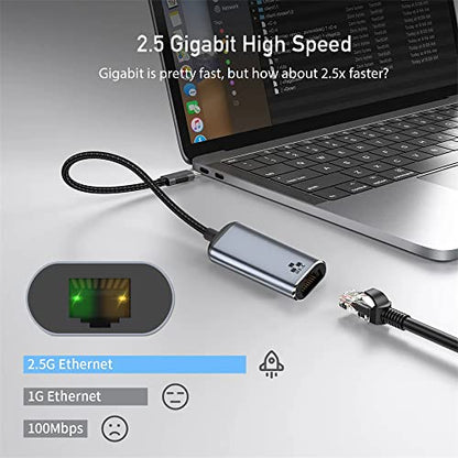 USB-C Type-C USB3.1 to 2500Mbps 2.5Gbps GBE Gigabit Ethernet Network LAN Cable Adapter for Laptop - style: USB-C to 2500Mbps
