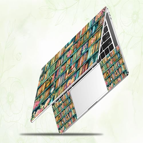 Laptop Skin Sticker Decal, Universal Reusable Vinyl Laptop Cover for 12" 13" 13.3" 14" 15" 15.4" 15.6" Notebook PC, Waterproof Scratch-Resistant with 2 Wrist Pads, Easy to Apply & Remove,Bookshelf - color: Bookshelf