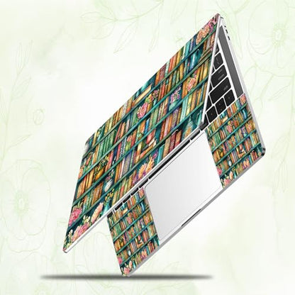 Laptop Skin Sticker Decal, Universal Reusable Vinyl Laptop Cover for 12" 13" 13.3" 14" 15" 15.4" 15.6" Notebook PC, Waterproof Scratch-Resistant with 2 Wrist Pads, Easy to Apply & Remove,Bookshelf - color: Bookshelf