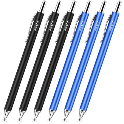 Mixoo Universal Stylus Pen for Touchscreen iPhone iPad Android Tablet Apple Kindle Switch Chromebook Galaxy All Touch Screens, Disc Stylus Pens for Touch Screens (6 Retractable (Black + Blue)) - color: 6 Retractable (Black + Blue)