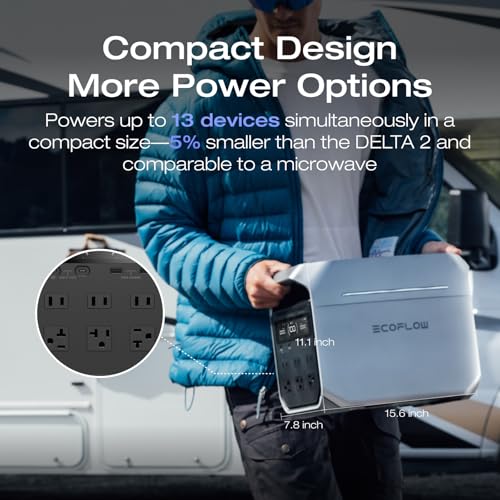 EF ECOFLOW Portable Power Station DELTA 3 Plus 1024Wh with Extra Battery | Expand Capacity from 1024Wh to 2048Wh, 1800W AC/140W USB-C Output, Solar Generator for Emergency, Home Backup, Camping - style: DELTA 3 Plus with Extra Battery