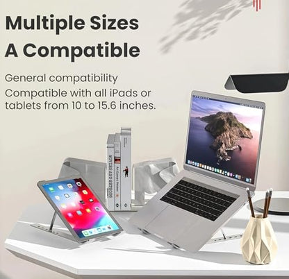 Laptop Stand for Desk - Portable Aluminum Alloy Folding Adjustable Holder for 10-15.6" Laptops & Tablets