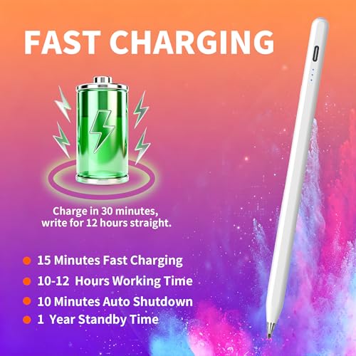 Digital for Android Tablets Stylus Pen for Samsung Galaxy Tab A11+Plus/A11/A9+/A9 Pencil,Accurate Without delay，One-Click Power On/Off,+2Nibs&Long Battery Life (White) - color: White