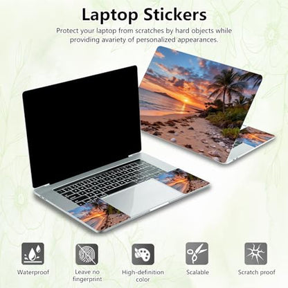 Laptop Skin Sticker Decal, Universal Reusable Vinyl Laptop Cover for 12" 13" 13.3" 14" 15" 15.4" 15.6" Notebook PC, Reusable Waterproof Scratch-Resistant with 2 Wrist Pads,Beach Coconut Tree - color: Beach Coconut Tree