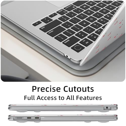 for MacBook Air 13.6 Inch Case M5/M4/M3/M2 2026-2022 Release A3449 A3240 A3113 A2681 Cute Cherry Design Crystal Clear Girly Case Laptop Protective Hard Shell Cover - color: Cherry
