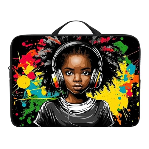 Laptop Handle Bag for 10-17 Inch, Sleeve Neoprene Book Organizer Cover for Notebook Travel Office Business - color: Black Haired Girl, size: 12 Inch Laptop Case