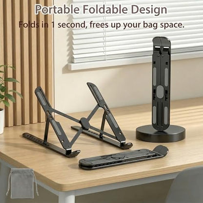 Ergonomic Foldable Computer Stand, 10-Level Height Adjustable Aluminum Laptop Stand, Compatible with 17.3 Inch Laptops, Tablets & Drawing Tablets, for MacBook, HP, Lenovo, Dell (Black) - color: Black