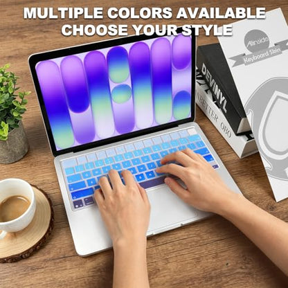 Allinside Keyboard Cover for 2026 MacBook Neo 13-inch A3404 (A18 Pro) & MacBook Air 13"/15" and MacBook Pro 14"/16" (M5 Chip), Premium Silicone Keyboard Protector Skin, US ANSI Layout, Ombre Blue - color: Ombre Blue