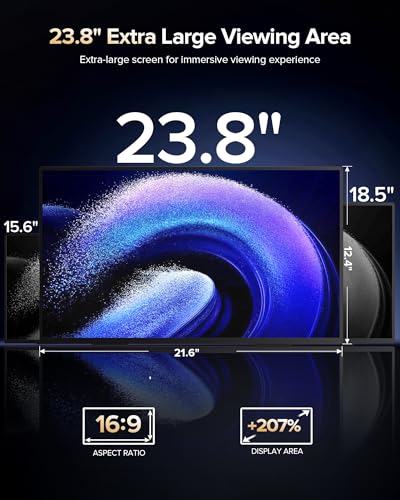 Newsoul 23.8'' Portable Monitor 144Hz Gaming Monitor, 145% sRGB | 2000:1 | FreeSync Built-in Adjustable Stand, Speaker and VESA, USB-C HDMI Large Second Screen for Laptop, Mac-Book, PC, Game Console - size: 23.8-inch