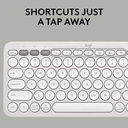 Logitech Pebble Keys 2 K380s Keyboard, Bluetooth, Wireless - Tonal White | Multi-device connectivity, customizable shortcuts, slim and portable, easy-switch for macOS, iPadOS, Android, Chrome OS - color: White