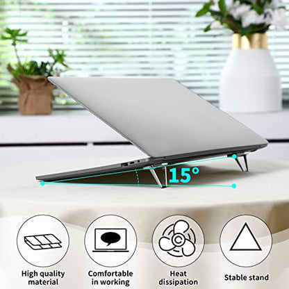 Konohan 4 Pieces Portable Keyboard Laptop Stand Mini Aluminum Keyboard Riser Foldable Cooling Laptop Kickstand Adjustable Lightweight Lifter for Desk Computer Laptops Notebooks 12-17 Inch(Silver) - color: Silver