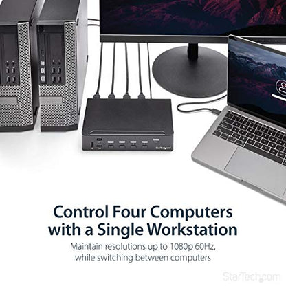 StarTech 4-Port HDMI KVM Switch, Full 1080p, USB 3.0 Hub, 3.5mm Audio, TAA | High definition video, Share peripherals, Separate 3.5mm auxiliary audio support, No drivers required, Plug-and-play - size: 4 Port | 1 Monitor, style: USB 3.0 | 1080p