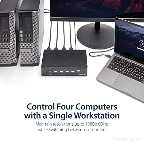 StarTech 4-Port HDMI KVM Switch, Full 1080p, USB 3.0 Hub, 3.5mm Audio, TAA | High definition video, Share peripherals, Separate 3.5mm auxiliary audio support, No drivers required, Plug-and-play - size: 4 Port | 1 Monitor, style: USB 3.0 | 1080p