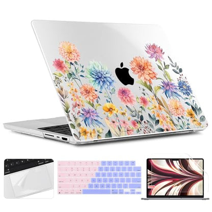 TWOLSKOO Compatible with MacBook Pro 14 inch Case M5 2026 2025-2021 Release M4 M3 M2 M1 Pro/Max Chip, Plastic Hard Shell & Keyboard Cover & Screen Protector & Trackpad Film, Beautiful Flowers - color: Beautiful Flowers