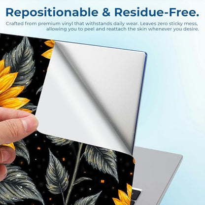 Reusable Universal Laptop Skin Sticker, Cut to Fit for 11.6–15.6 Inch Laptops, Waterproof Protective Film, No-Residue - Golden Sunflowers - color: Golden Sunflowers