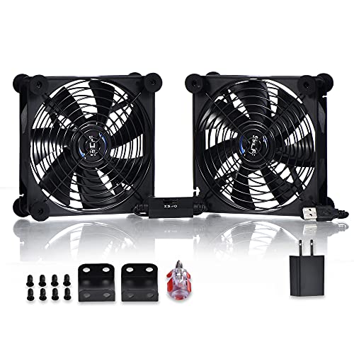 Dual 140mm USB Speed Control Fan, 5V Portable Cooling Fan for Flat-Screen TV Receiver Router DVR PlayStation Xbox Computer Cabinet Cooler - size: USB 140mm fan+USB 5V adapter